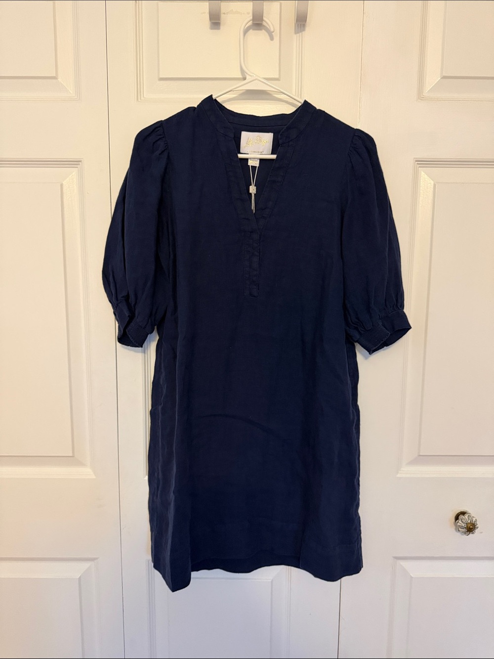 Lilly Pulitzer Navy Puff-Sleeve Mini Dress